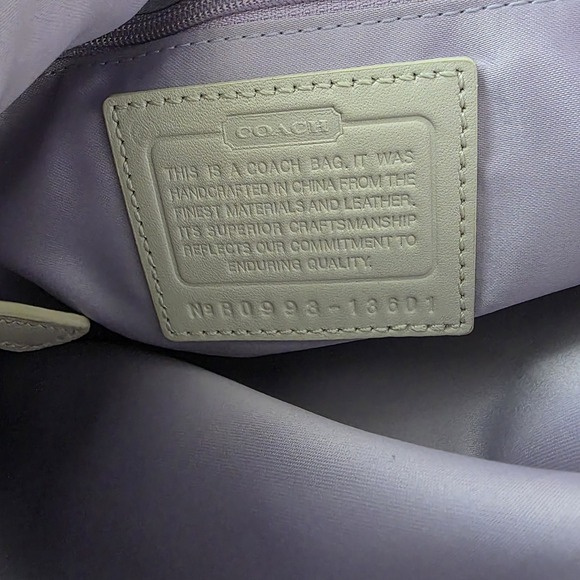 Coach Cricket Leather Tote Shoulder Bag Satchel Purse Medium White Tan Beige - Picture 5 of 16